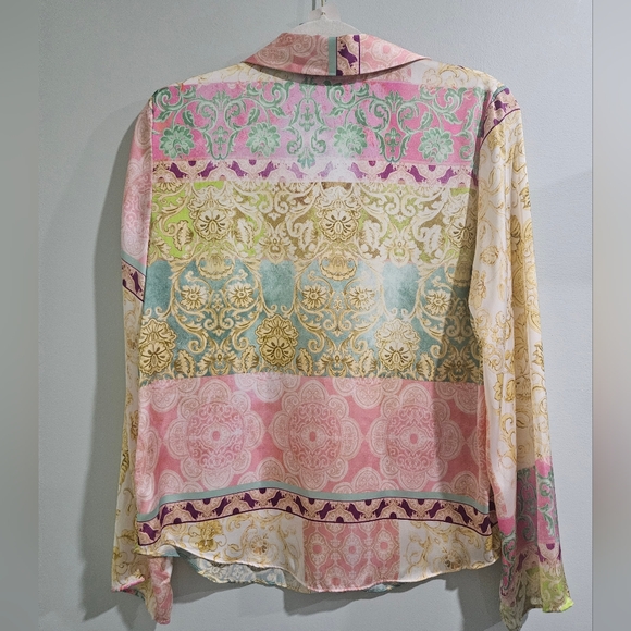 Zara Pastel Satin Button Down - Picture 5 of 7